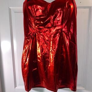 Red metallic mini dress